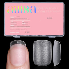 AILLSA Extra Short Square Nail Tips clear matte front view