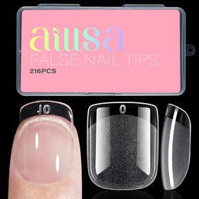 AILLSA Extra Short Square Nail Tips front view with packaging