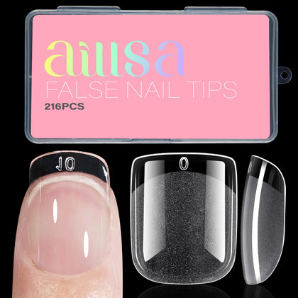 AILLSA Extra Short Square Nail Tips front view with packaging