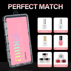 AILLSA Extra Short Square Nail Tips with accessories for nail art