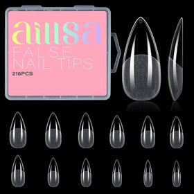 AILLSA Long Almond Nail Tips clear gel jelly front view