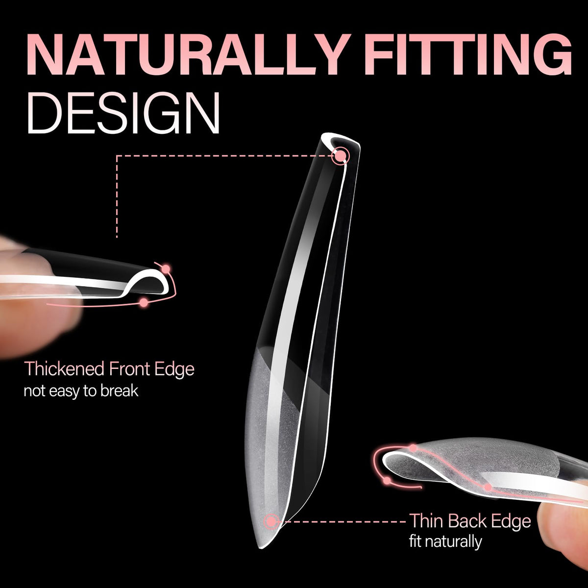 AILLSA Long Coffin Nail Tips 12 sizes packaging