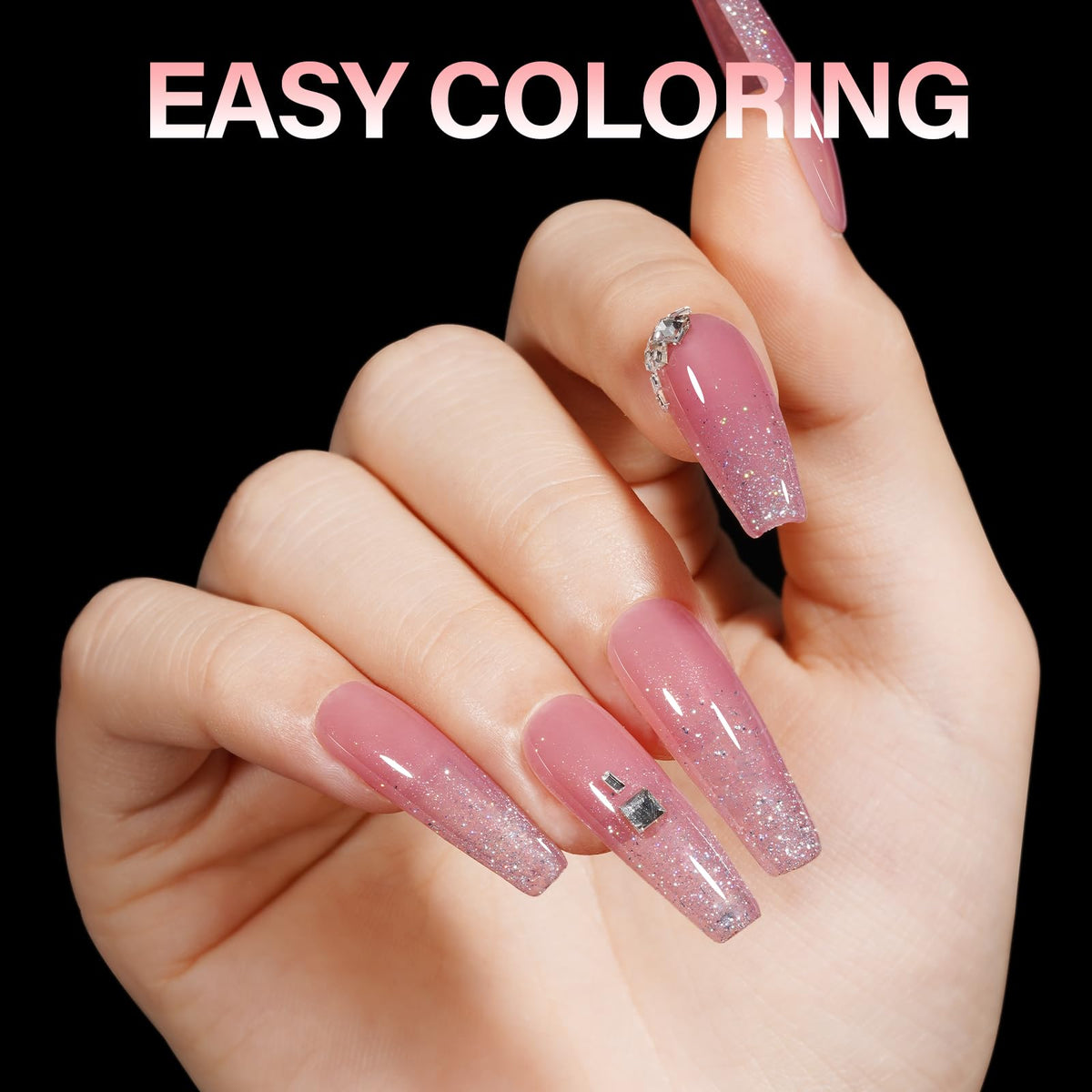AILLSA Long Coffin Nail Tips close-up of half matte finish