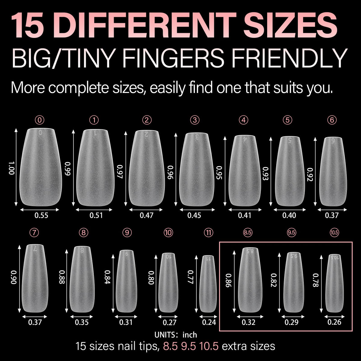 AILLSA Medium Coffin Nail Tips 450PCS displayed with nail polish