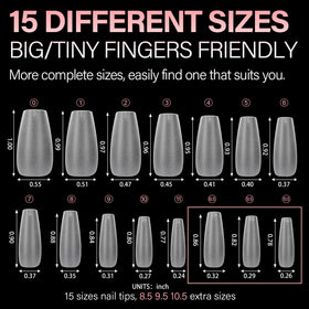 AILLSA Medium Coffin Nail Tips 450PCS displayed with nail polish