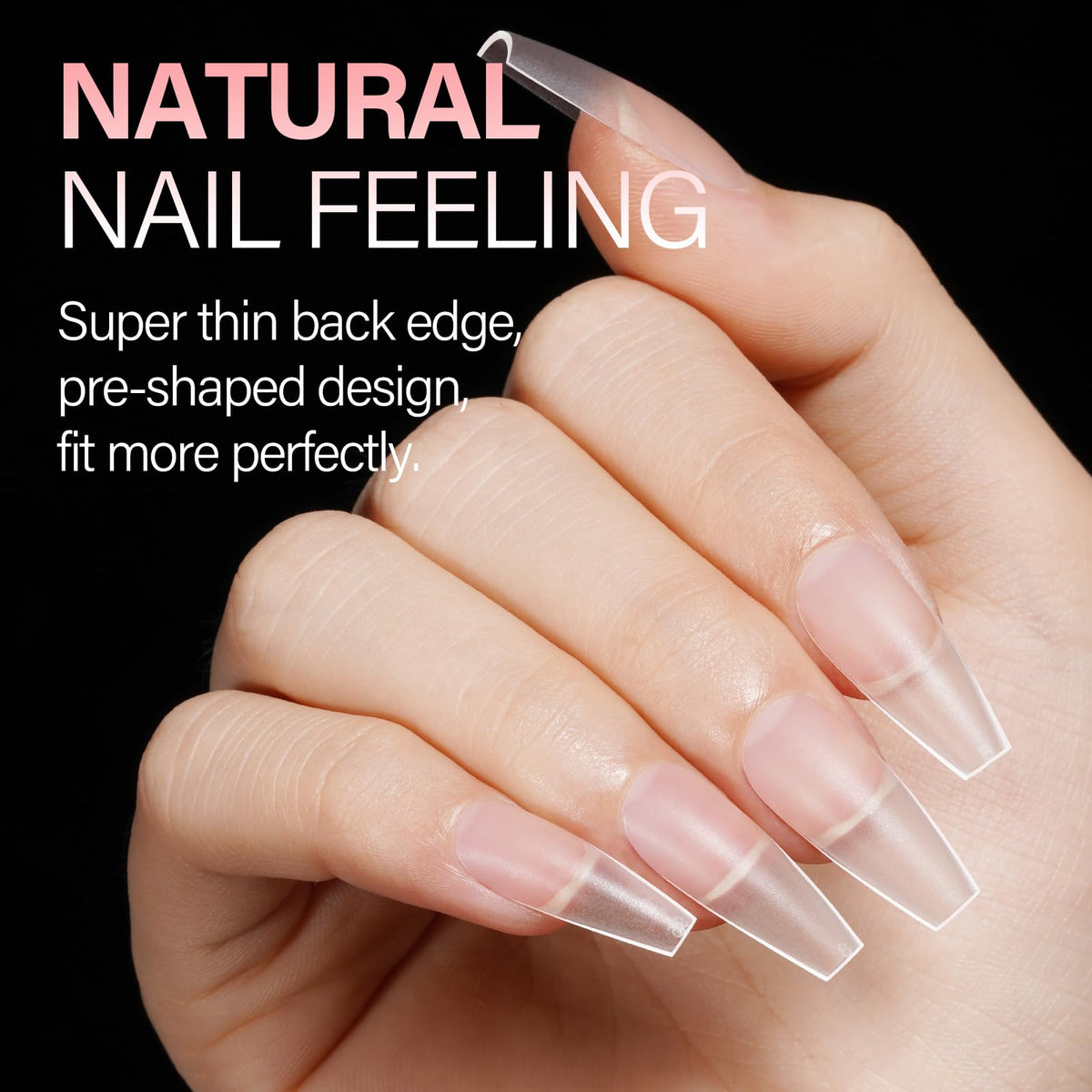 AILLSA Medium Coffin Nail Tips 450PCS in use on nails