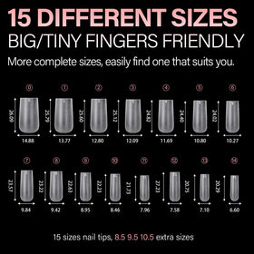 AILLSA Medium Square Nail Tips 450PCS display of nail tips