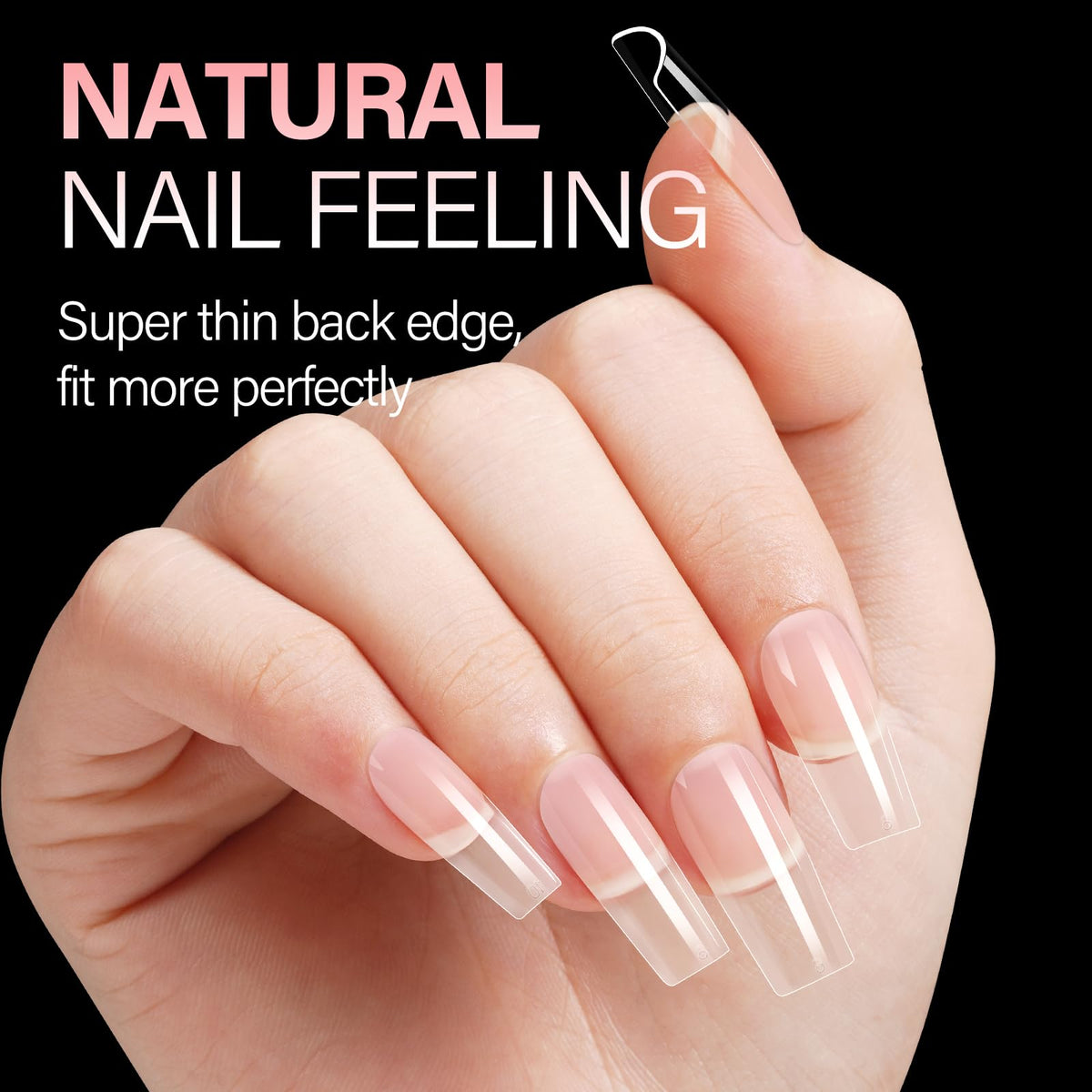 AILLSA Medium Square Nail Tips displayed with nail polish