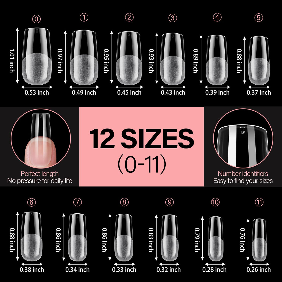 AILLSA Medium Square Nail Tips side view highlighting thickness