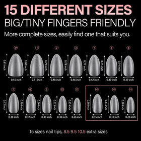 AILLSA Short Almond Nail Tips assorted sizes