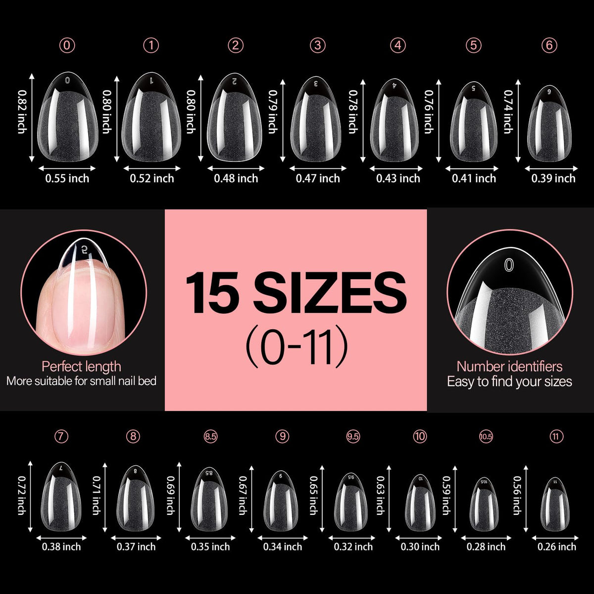 AILLSA Short Almond Nail Tips with nail polish and tools