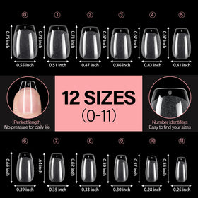 AILLSA Short Coffin Nail Tips displayed with nail polish