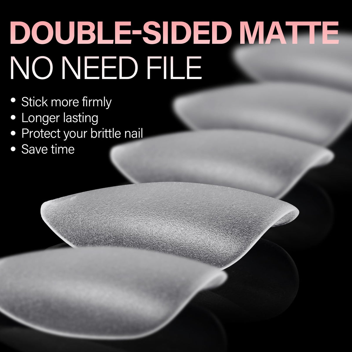 AILLSA Short Oval Nail Tips acrylic gel clear side view