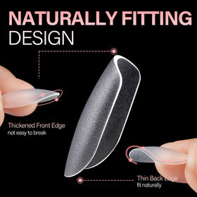AILLSA Short Oval Nail Tips displayed in various sizes