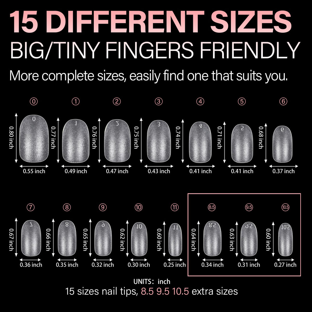 AILLSA Short Oval Nail Tips organised in a nail art kit