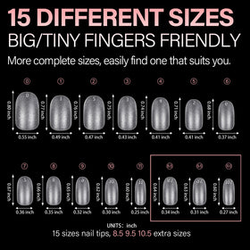AILLSA Short Oval Nail Tips organised in a nail art kit