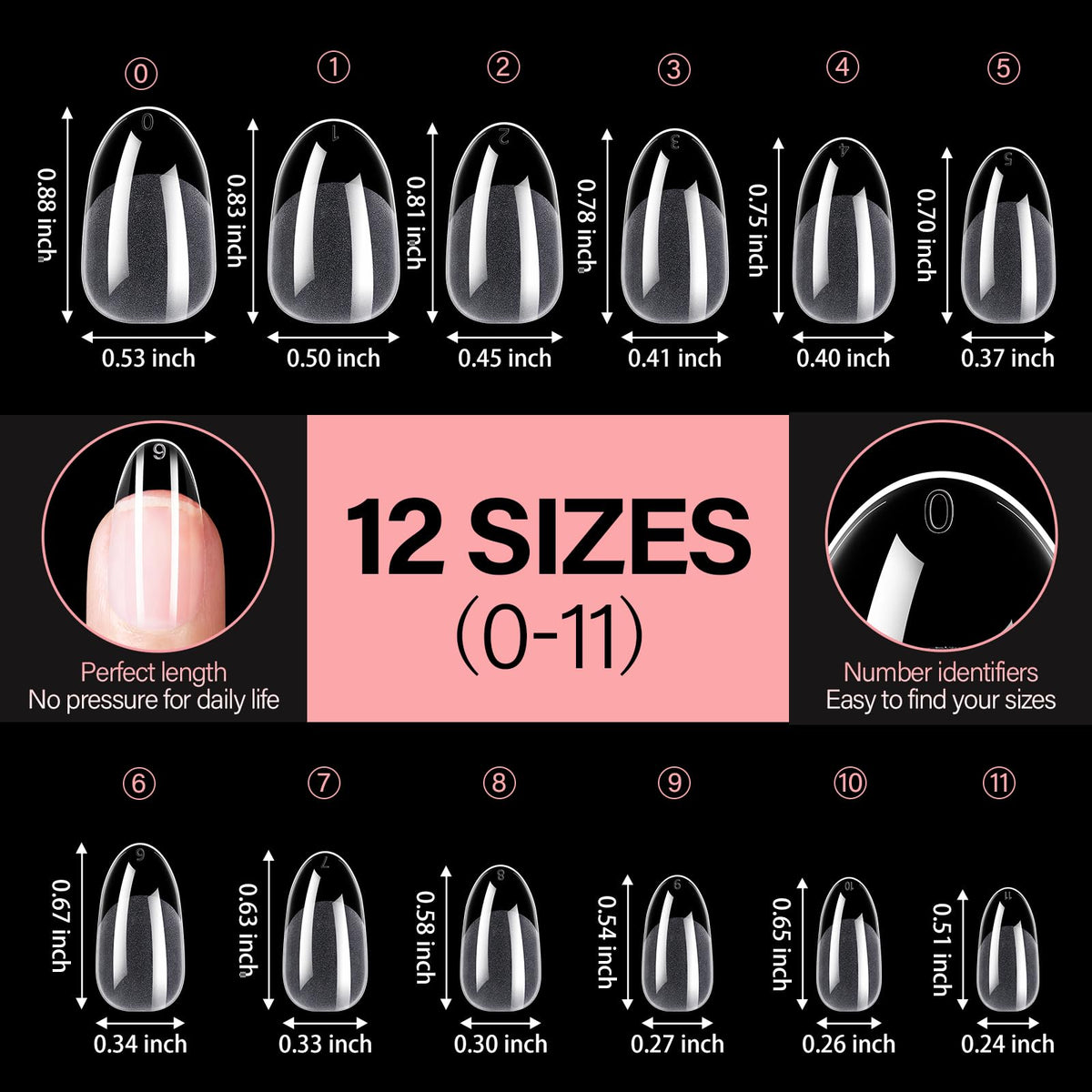 AILLSA Short Oval Nail Tips with nail polish and tools