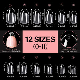AILLSA Short Oval Nail Tips with nail polish and tools