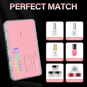 AILLSA Short Oval Nail Tips with nail polish and tools