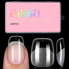 AILLSA Short Square Fake Nail Tips 240Pcs front view