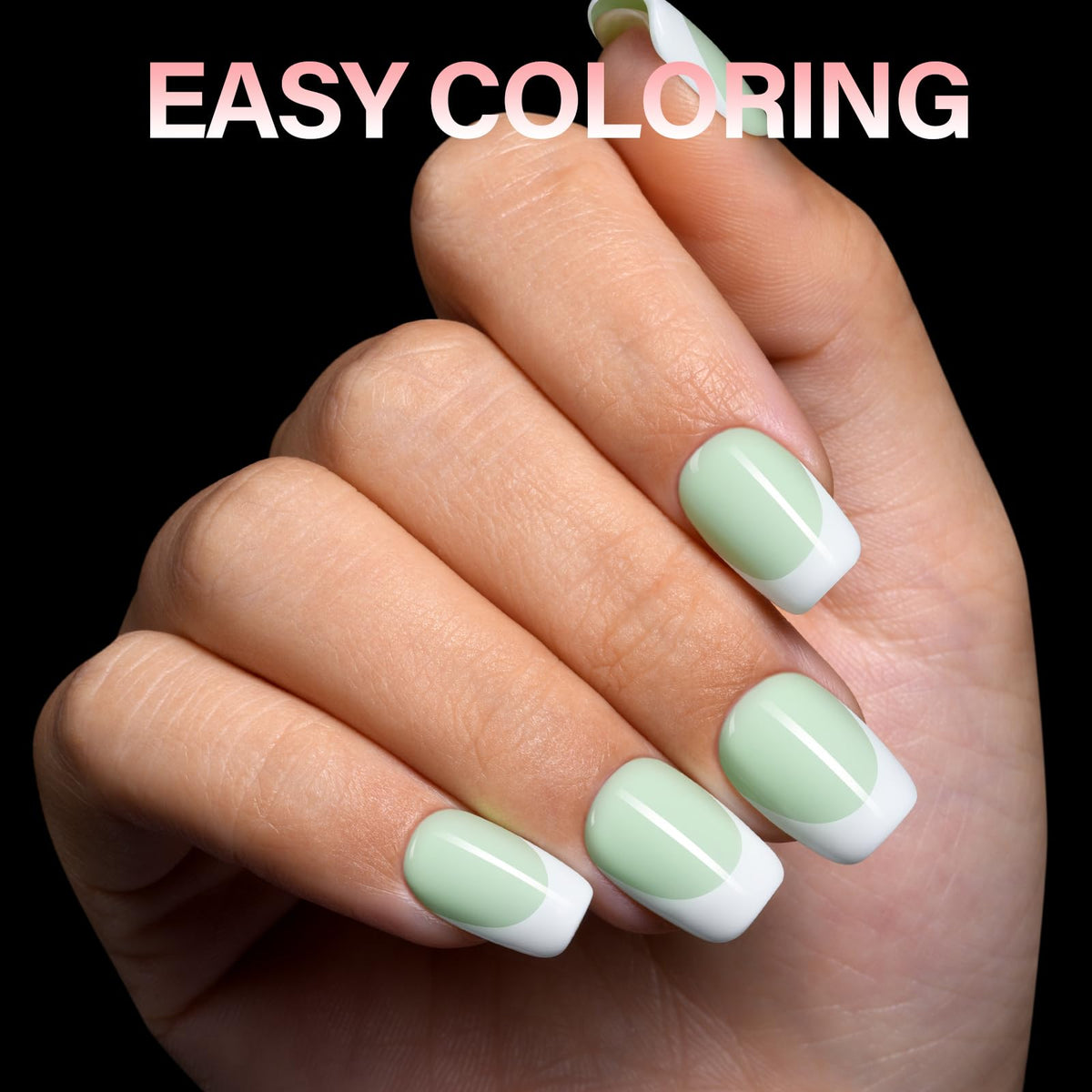 AILLSA Short Square Fake Nail Tips with nail polish