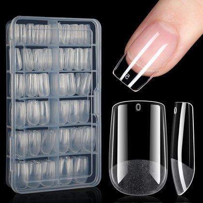 AILLSA Short Square Nail Tips clear gelly tips front view