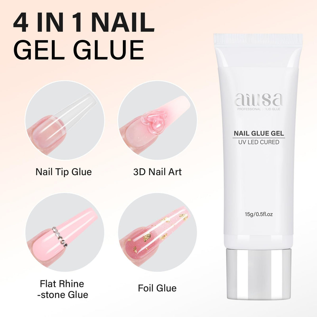 AILLSA Solid Gel Nail Glue with nail art accessories