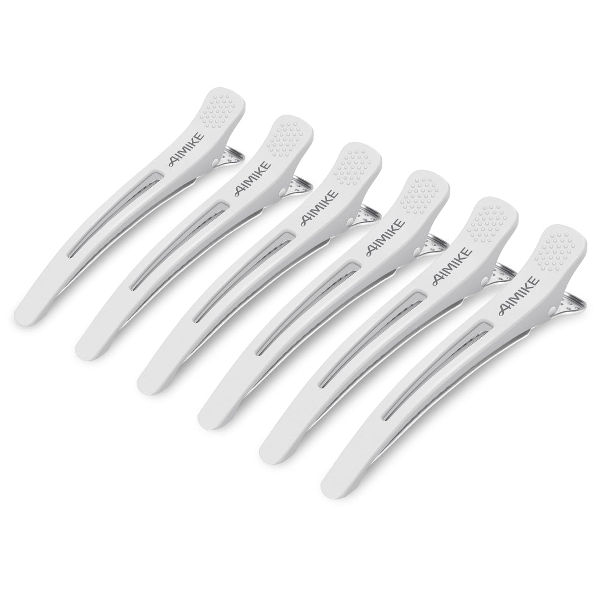 AIMIKE 6pcs Non-Slip Duck Billed Hair Clips front view in white