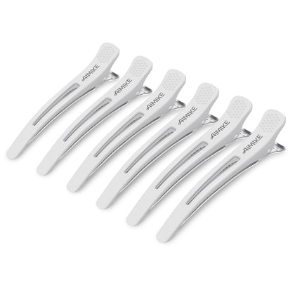 AIMIKE 6pcs Non-Slip Duck Billed Hair Clips front view in white
