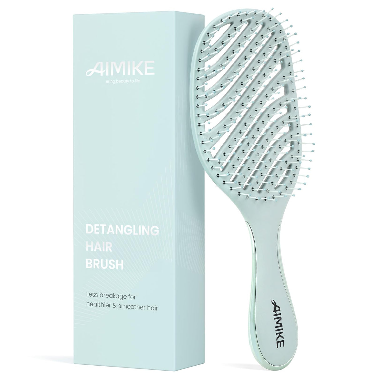 AIMIKE Detangler Hair Brush front view with velvet-touch coating