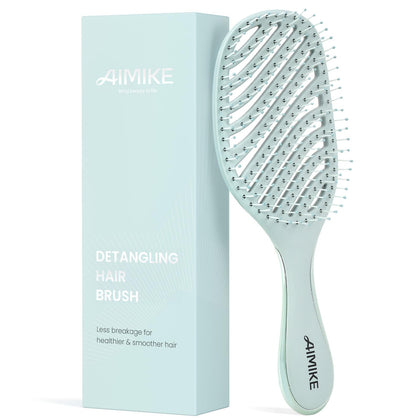 AIMIKE Detangler Hair Brush front view with velvet-touch coating