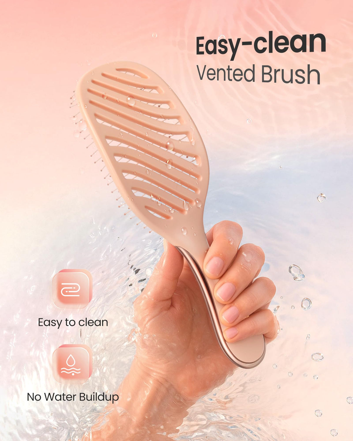 AIMIKE Detangling Brush back view with hollow design