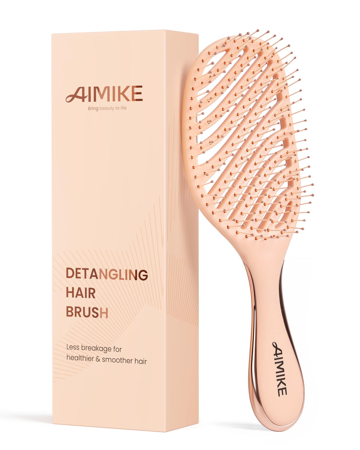 AIMIKE Detangling Brush front view with velvet-touch handle