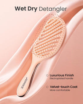 AIMIKE Detangling Brush showing bristles and curved head