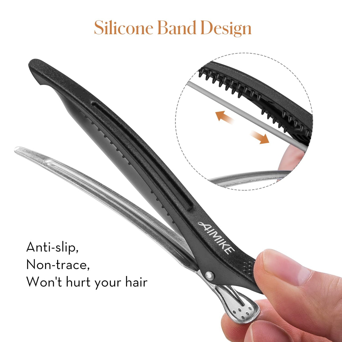AIMIKE Hair Clips showing non-slip design and grip