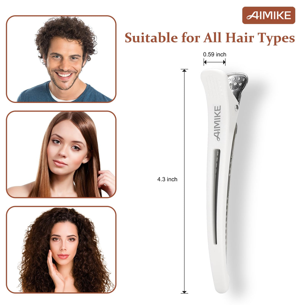 AIMIKE hair clips showing silicone band and metal spring