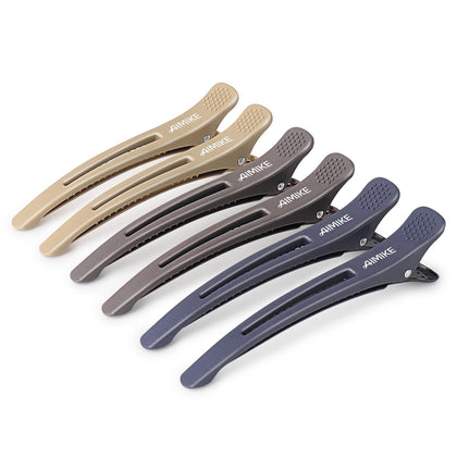 AIMIKE Hair Sectioning Clips 6pcs front view with silicone band