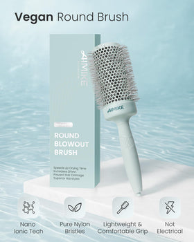 AIMIKE NaturaVol Round Brush in use on long hair