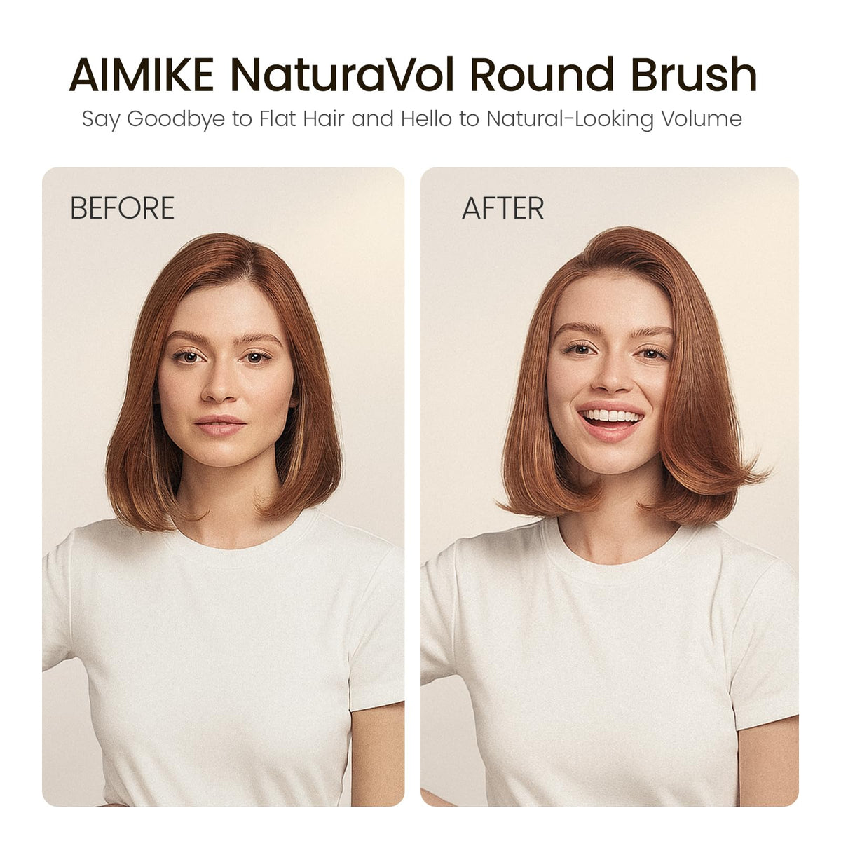 AIMIKE NaturaVol Round Brush showing ergonomic handle