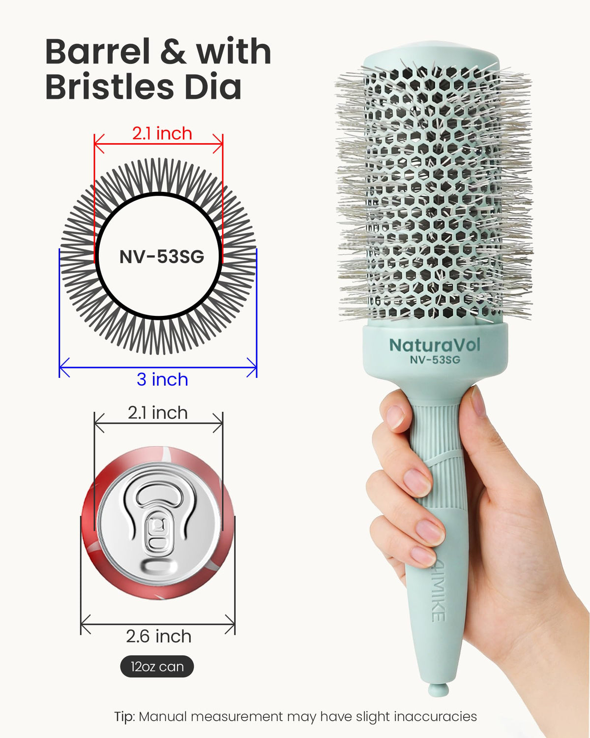 AIMIKE NaturaVol Round Brush showing ergonomic handle design
