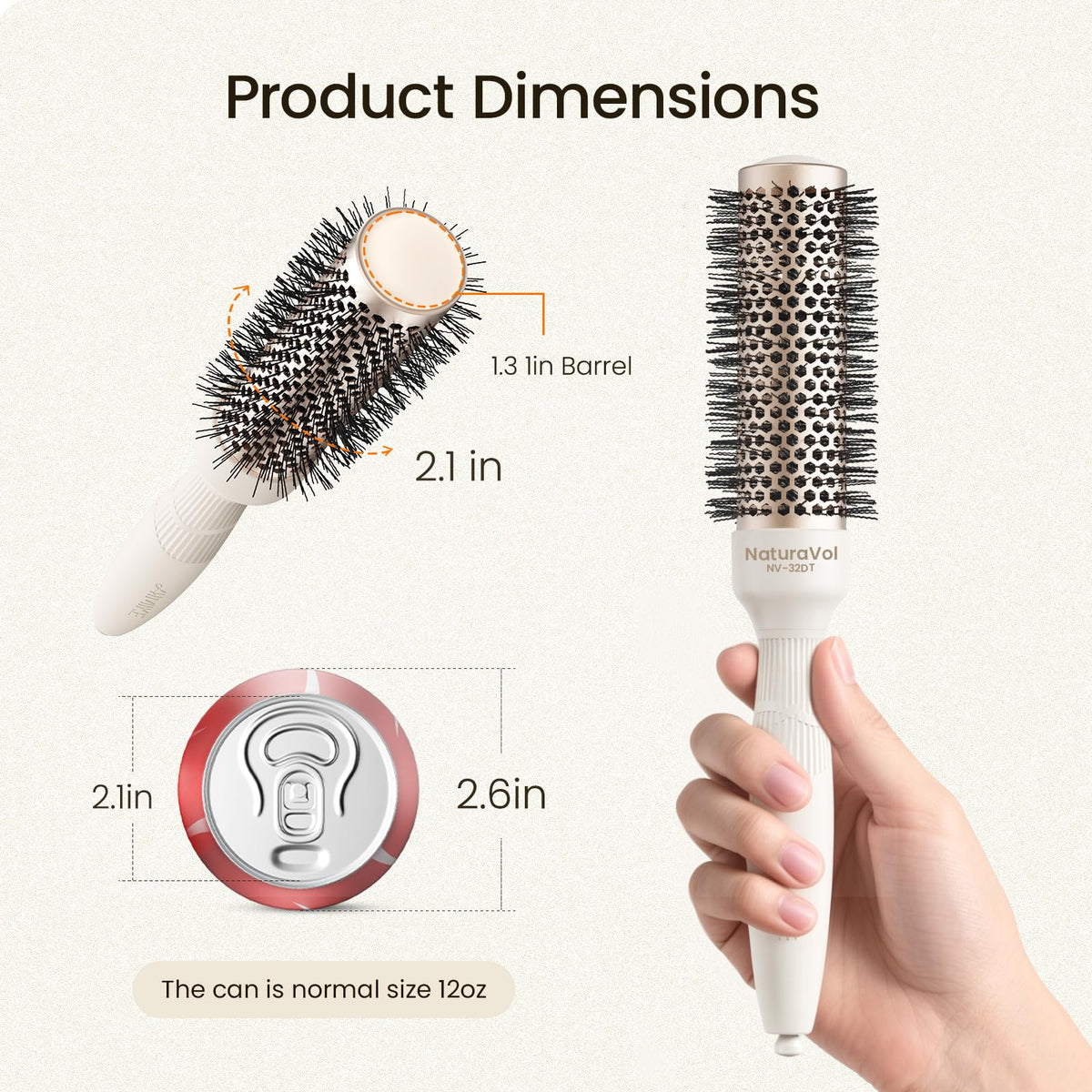 AIMIKE NaturaVol Round Brush with hair clips included