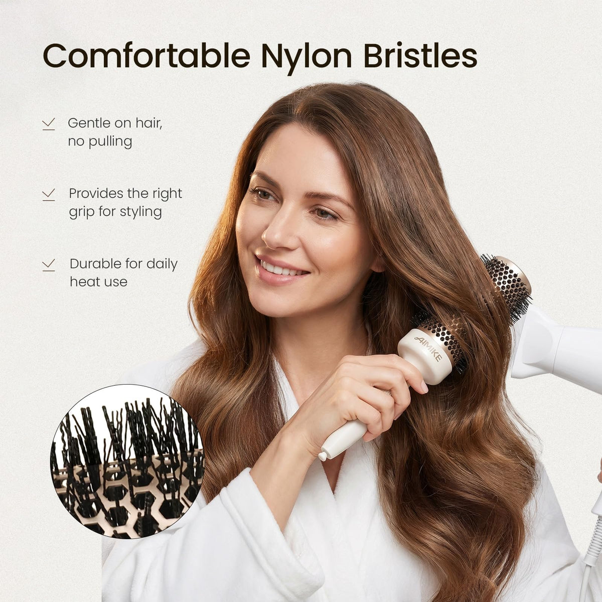 AIMIKE NaturaVol Round Brush with included hair clips