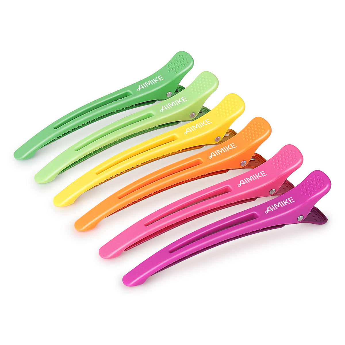 AIMIKE No-Crease Duck Bill Clips in vibrant neon colours front view