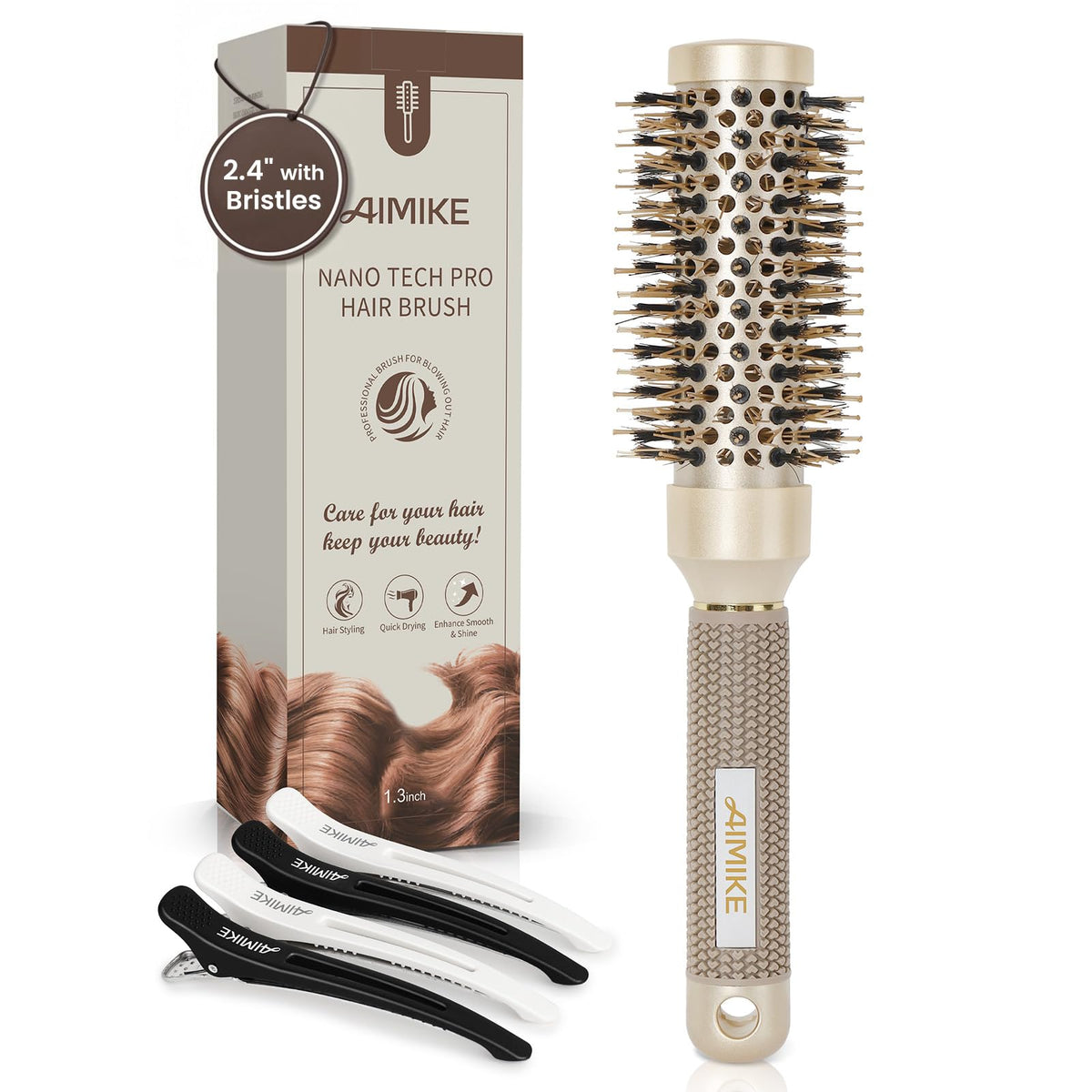 AIMIKE Round Brush 2.4 inch barrel front view
