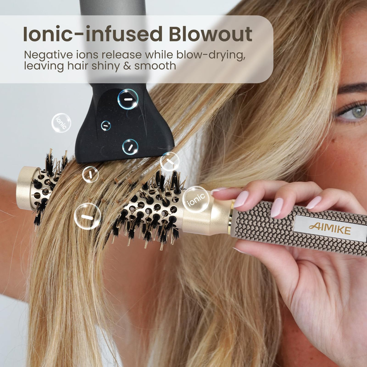 AIMIKE Round Hair Brush in lifestyle setting