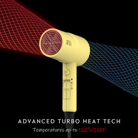 Aina Diffuser Hair Dryer Zest Yellow with volumising finger diffuser
