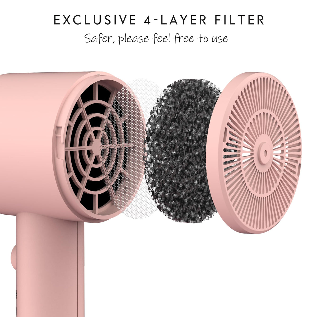 Aina Hair Dryer Babe Pink side view showing controls