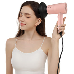 Aina Hair Dryer Babe Pink with accessories laid out