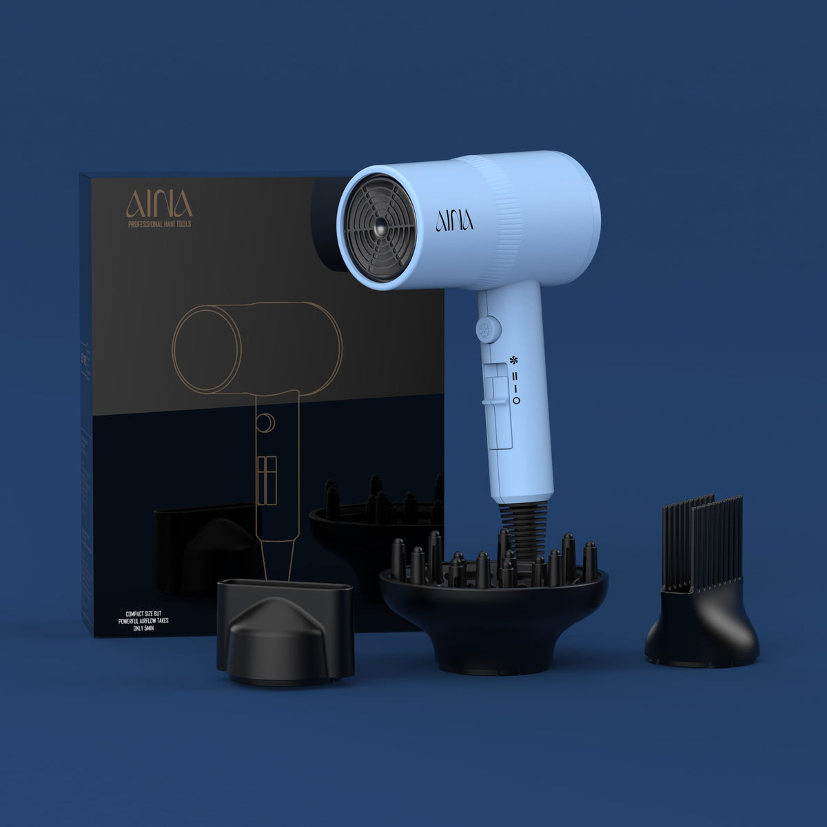 Aina Hair Dryer back view showing airflow filter