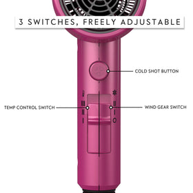 Aina Hair Dryer Neon Pink with concentrator attachment